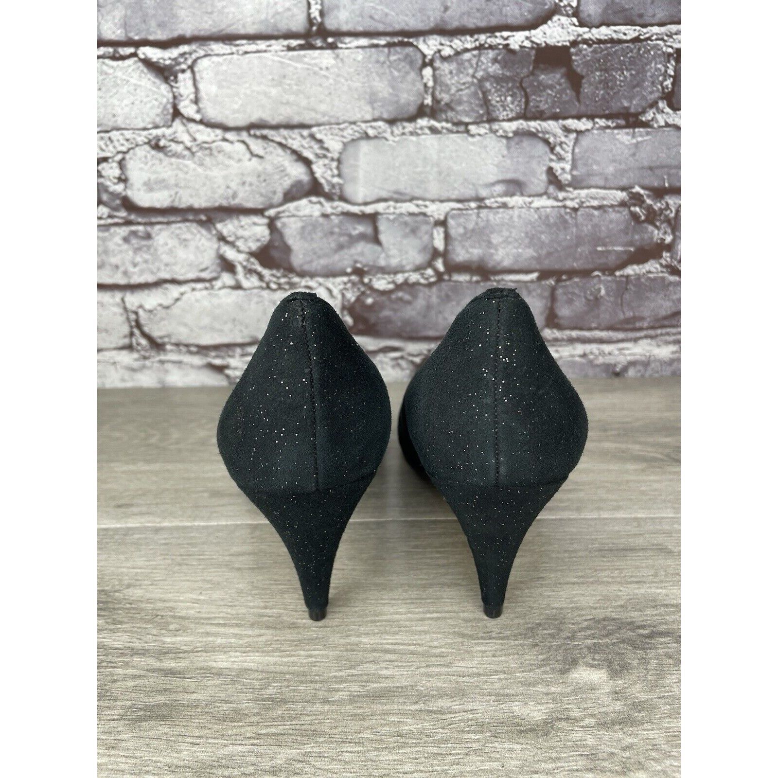 Free People Free People Black Suede Glitter Slip On Pointed Toe Heels Wo Size US 8.5 / IT 38.5 - 4 Thumbnail