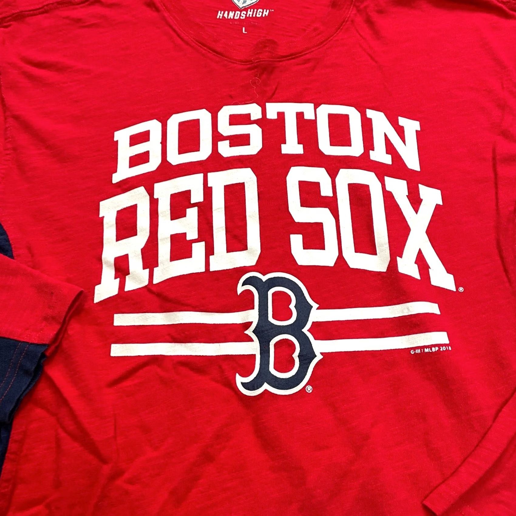 Vintage Hands High Shirt Mens Large Red Boston Red Sox Long Sleeve Cotton Baseball Crew Size US L / EU 52-54 / 3 - 2 Thumbnail