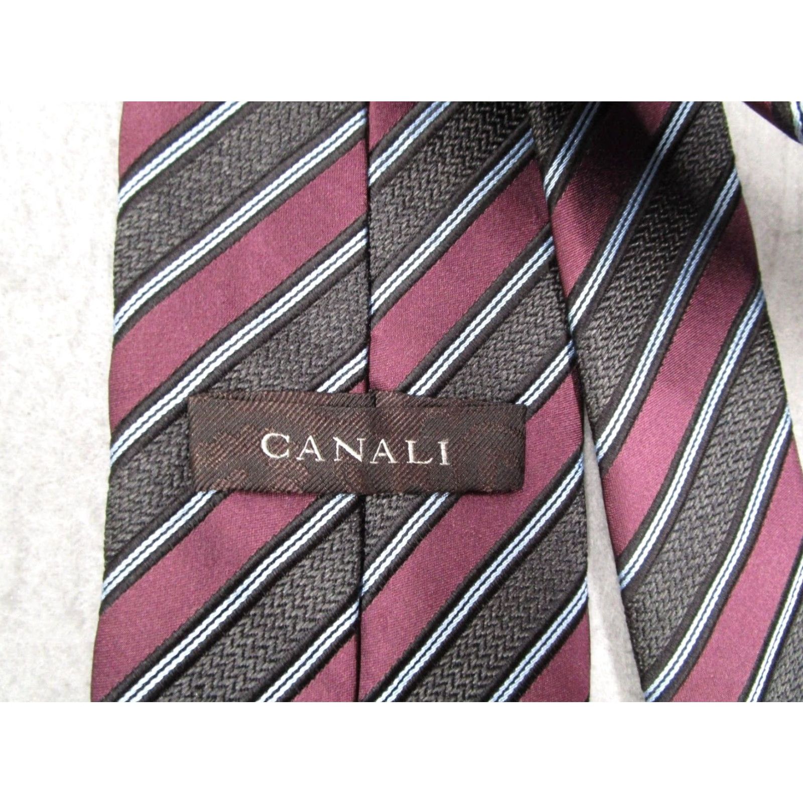 Canali Canali Silk Red Striped Classic Tie Mens Size ONE SIZE - 2 Thumbnail