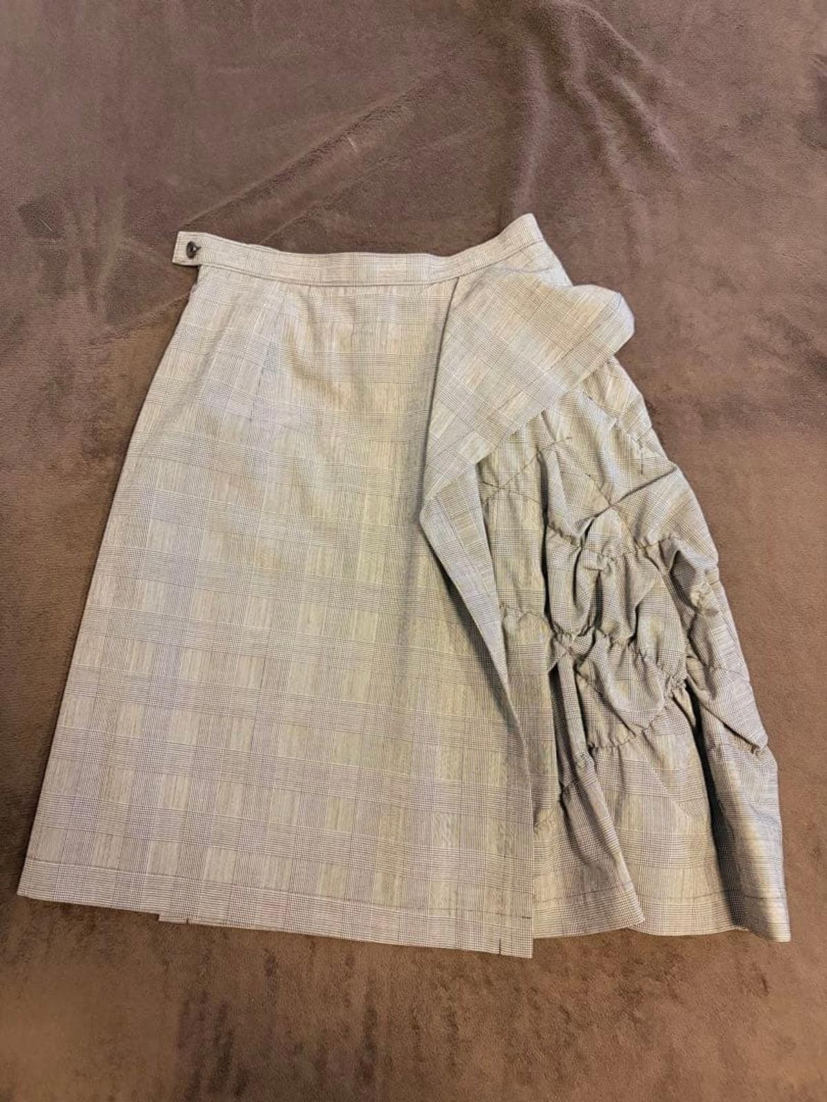 Unknown London Comme Des Garcons - Beige Plaid Wrap Skirt Size 30" / US 8 / IT 44 - 2 Thumbnail