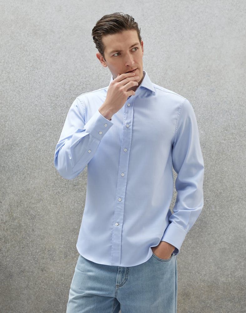 Brunello Cucinelli o1w1db10924 Shirt in Bright Blue Size US M / EU 48-50 / 2 - 1 Preview