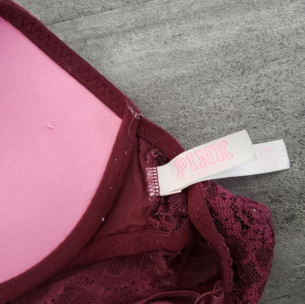Designer Burgundy Lace Detailed VS Bustier Bra Size ONE SIZE - 5 Thumbnail