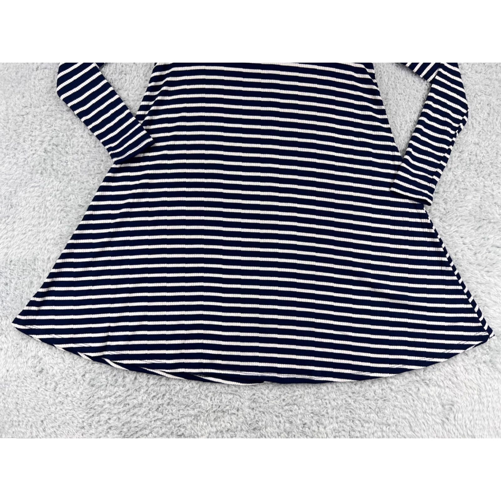 Vintage La Made Dress Womens XS Blue White Mini Long Sleeve Striped Rayon Blend Dress Size XS / US 0-2 / IT 36-38 - 5 Thumbnail