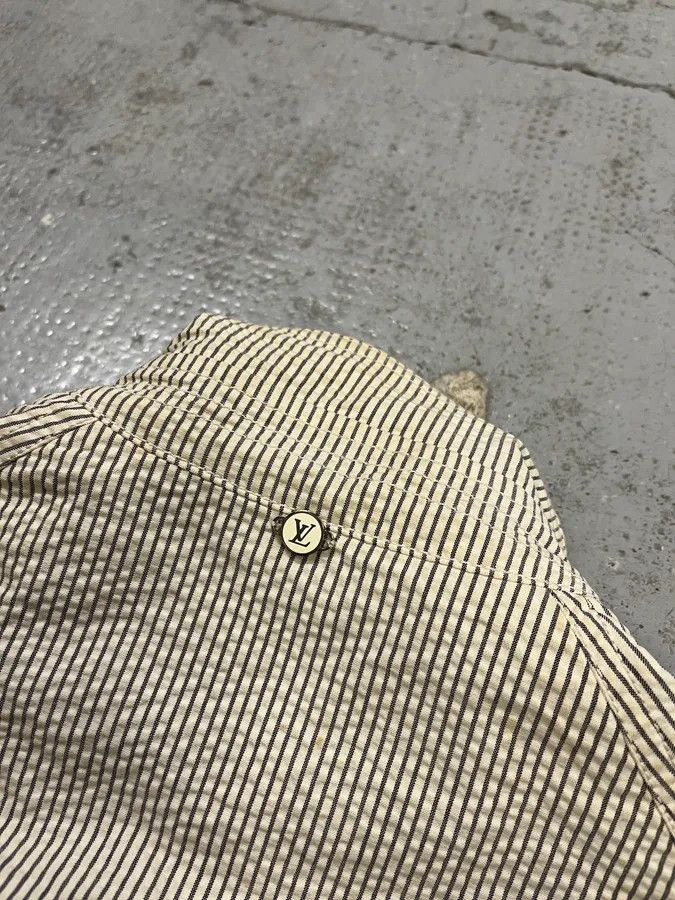 Louis Vuitton 2000s Louis Vuitton Striped Classy Beige Hybrid Leather Jacket Size US M / EU 48-50 / 2 - 8 Thumbnail