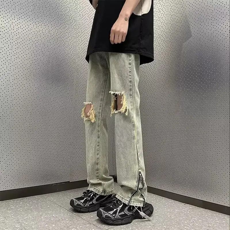 Japanese Brand Retro ripped straight leg jeans Size US 32 / EU 48 - 5 Thumbnail