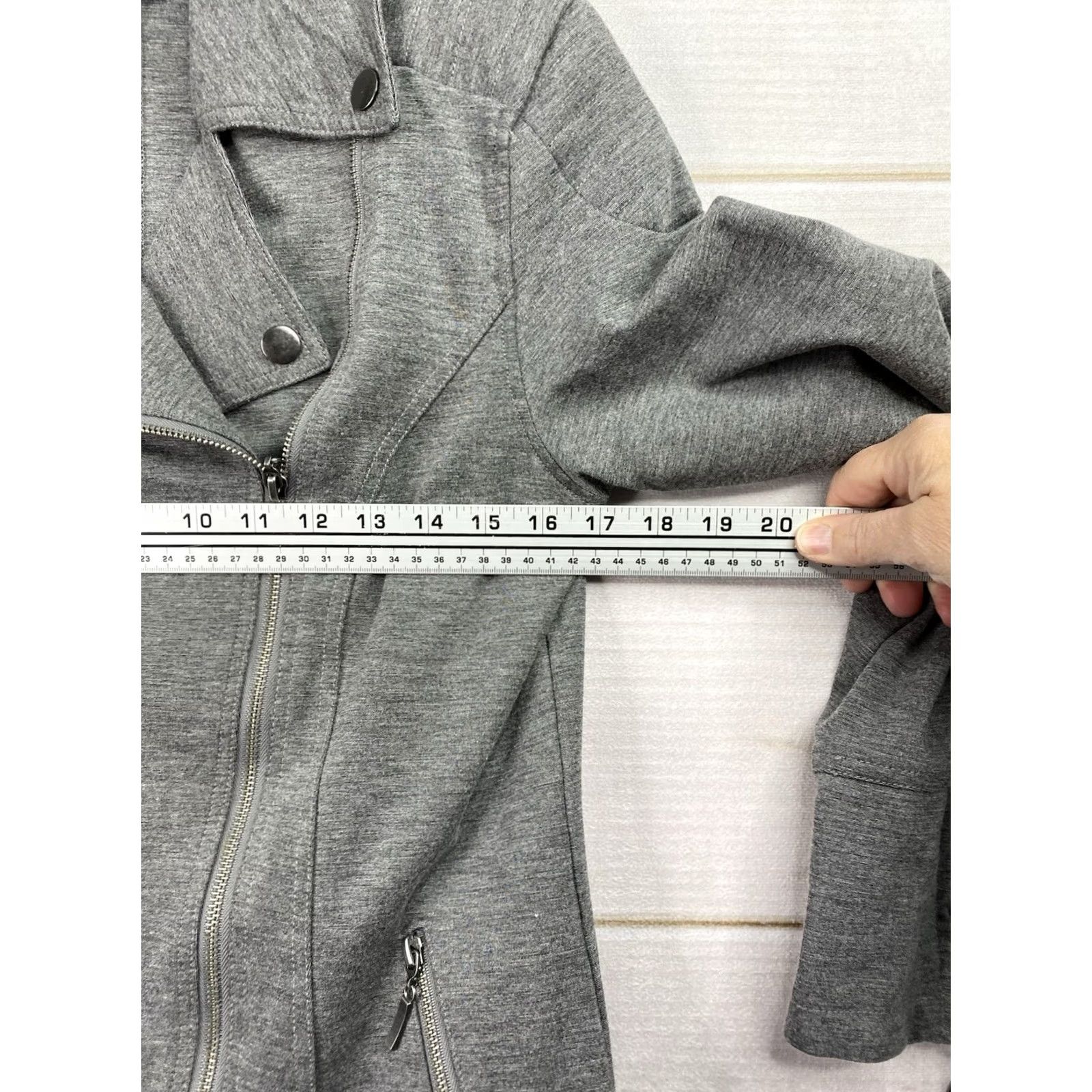 Doublet DG2 By Diane Gilman Moto Jacket M Gray Knit Zipper Heavyweight Double Breasted Long Sleeve Jacket Womens 90s Filtrable Striped? Size M / US 6-8 / IT 42-44 - 4 Thumbnail