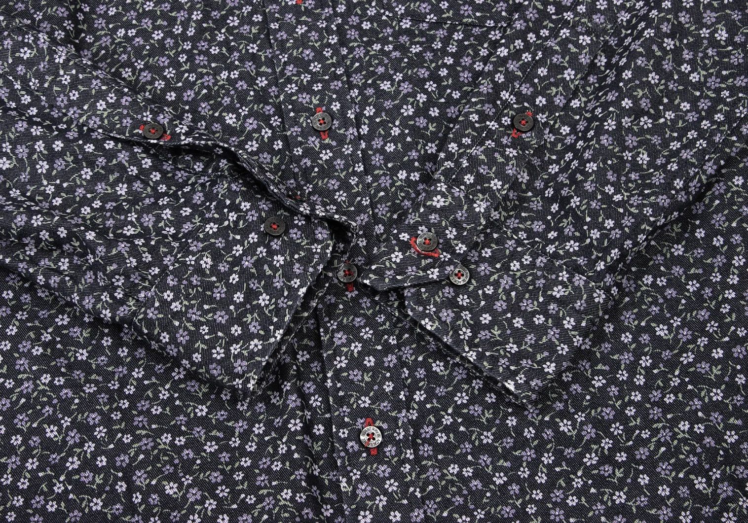 Burberry Floral Pattern Poly-Cotton Shirt in Navy Purple Green Size US M / EU 48-50 / 2 - 11 Thumbnail