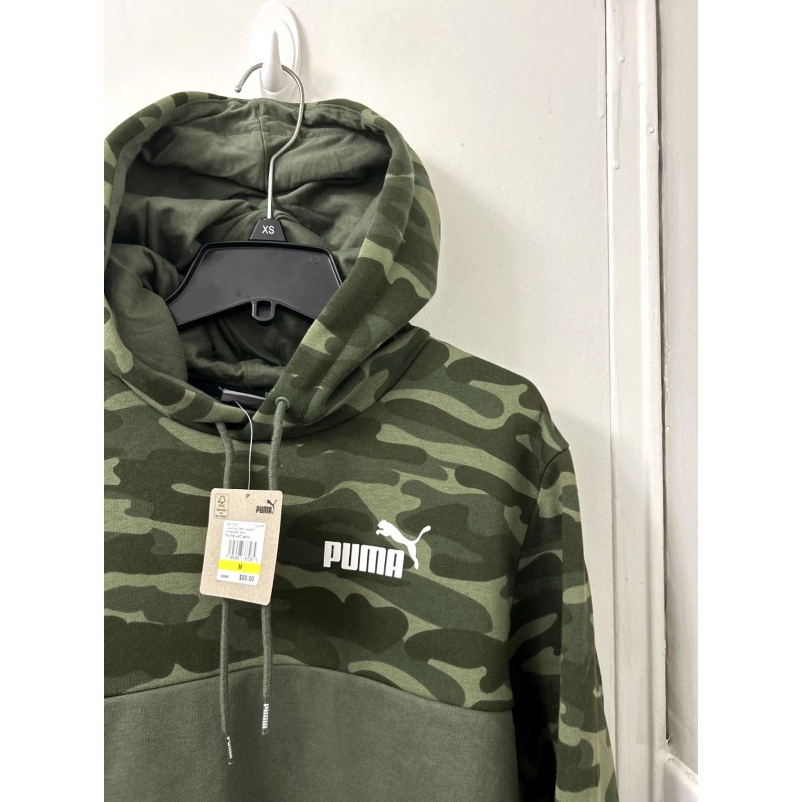 Puma PUMA Hoodie Mens M Green Color block Camo Pullover Long Sleeve Sweatshirt Hooded Pockets Graphic Print Logo Regular Fit Casual Size US M / EU 48-50 / 2 - 4 Thumbnail