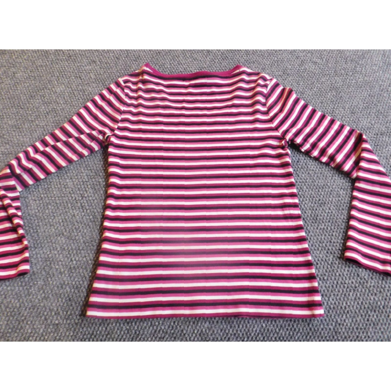 Tommy Hilfiger Tommy Hilfiger Blouse Womens Small Purple Striped Collared Pullover Long Sleeve Casual Logo Classic Style Size S / US 4 / IT 40 - 7 Thumbnail