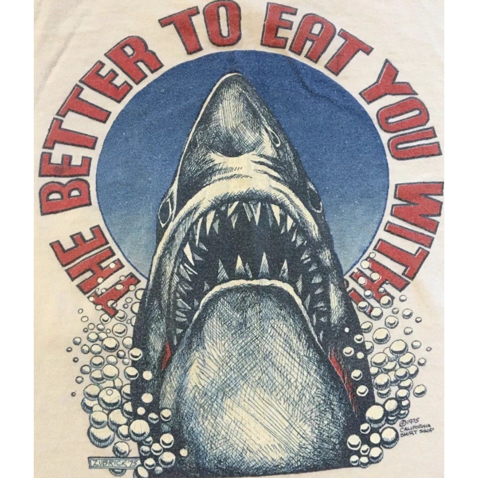 Vintage Vtg 70s Shark Better To Eat You Faded Shirt S Art Funny Animal Beach Surf Grunge Size US S / EU 44-46 / 1 - 3 Thumbnail