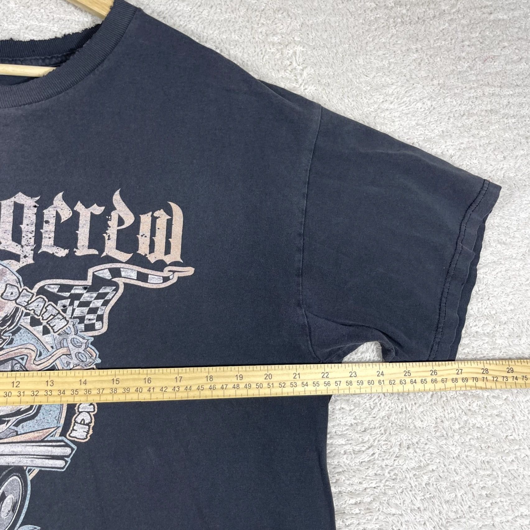 Vintage VINTAGE Five Finger Death Punch T-Shirt Mens XL Black Wrecking Crew Metal Band Skull Faded Grunge Size US XL / EU 56 / 4 - 4 Thumbnail