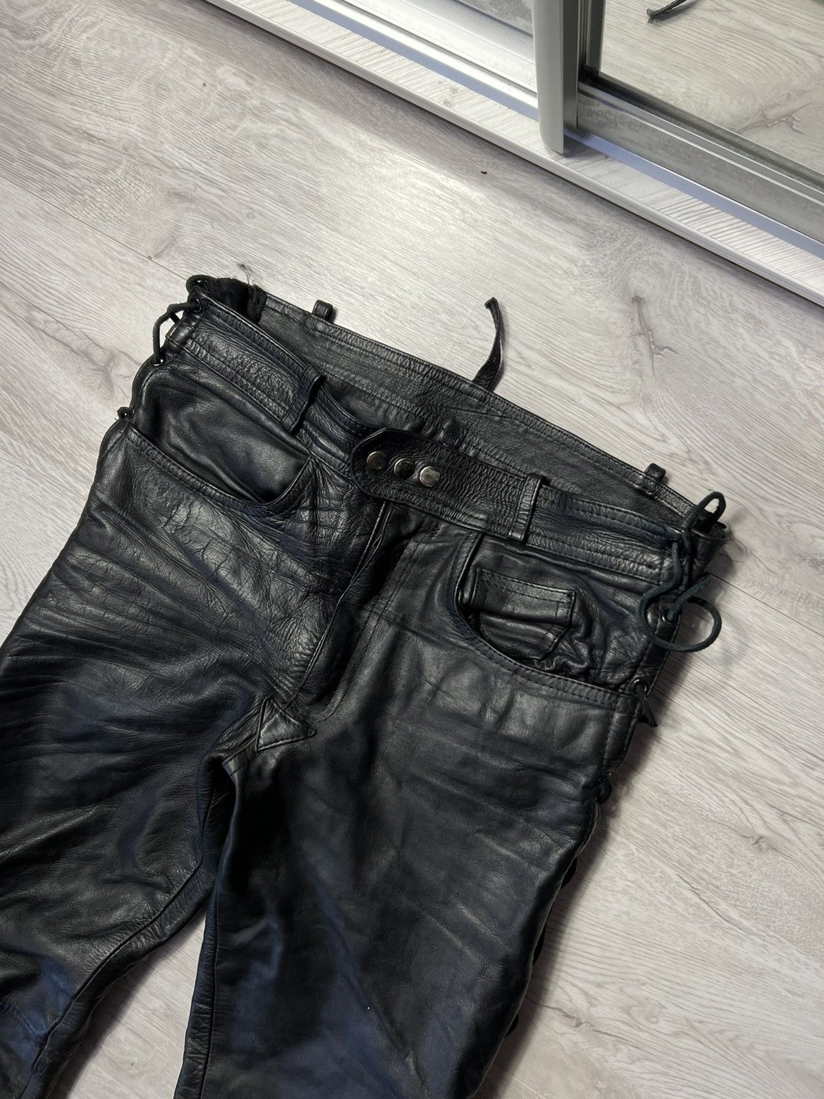Genuine Leather Vintage Western Biker Leather Cowboy Bondage Pants Size M Size US 32 / EU 48 - 5 Thumbnail