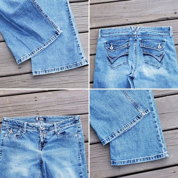 Vintage Vintage 90s y2k LEI Blue Denim Low Rise Hip Huggers Flare Bo Size 30" / US 8 / IT 44 - 4 Thumbnail