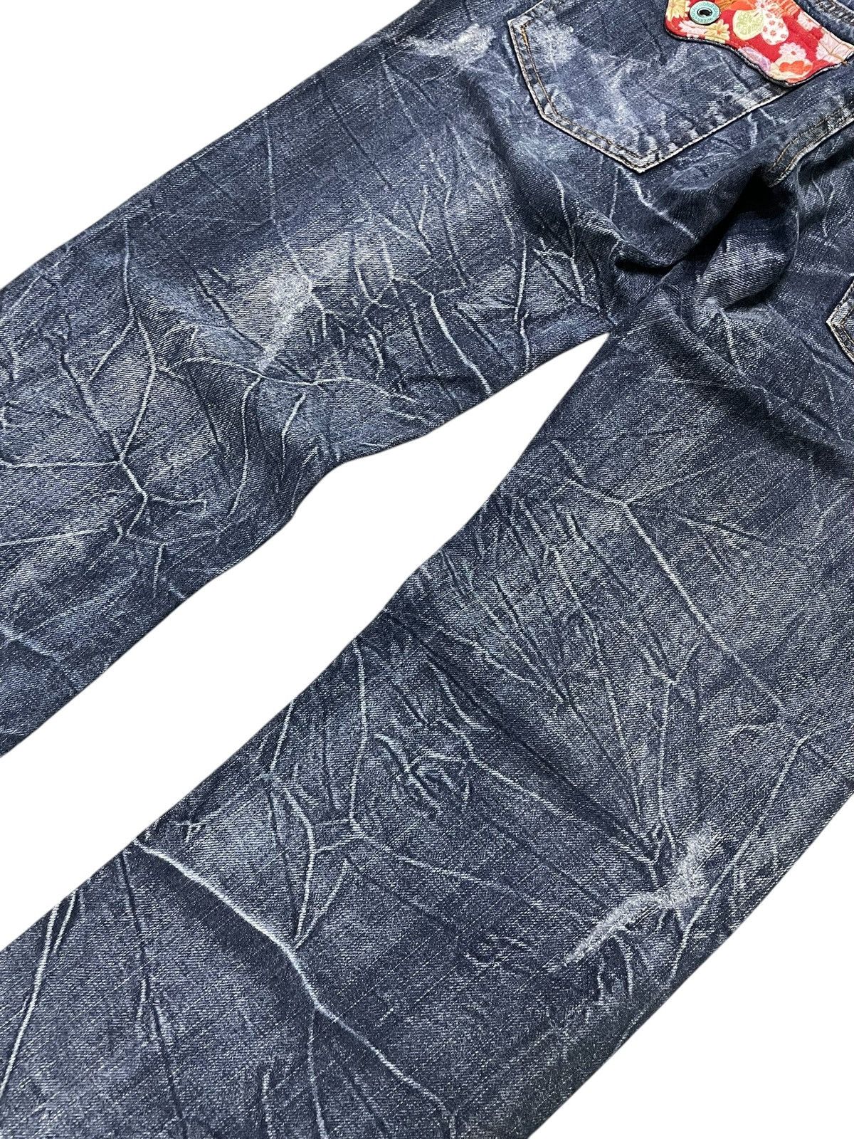 Hysteric Glamour × Japanese Brand Nylaus Japan Cracked Shadow Wash Double Waist Jeans Size US 30 / EU 46 - 16 Thumbnail