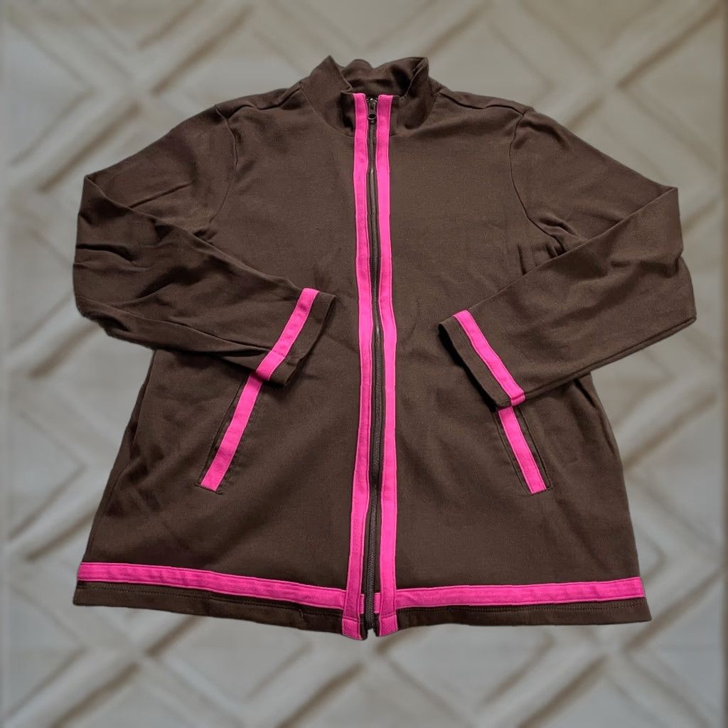 Blair VINTAGE Blair Track Jacket Womens Medium Brown Purple Trim Full Zip Active Casual Size M / US 6-8 / IT 42-44 - 1 Thumbnail