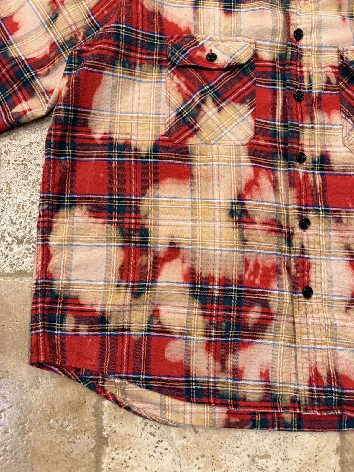 Celine Celine x Hedi FW23 Bleached Tartan Plaid Red Flannel Shirt Size US XL / EU 56 / 4 - 6 Thumbnail