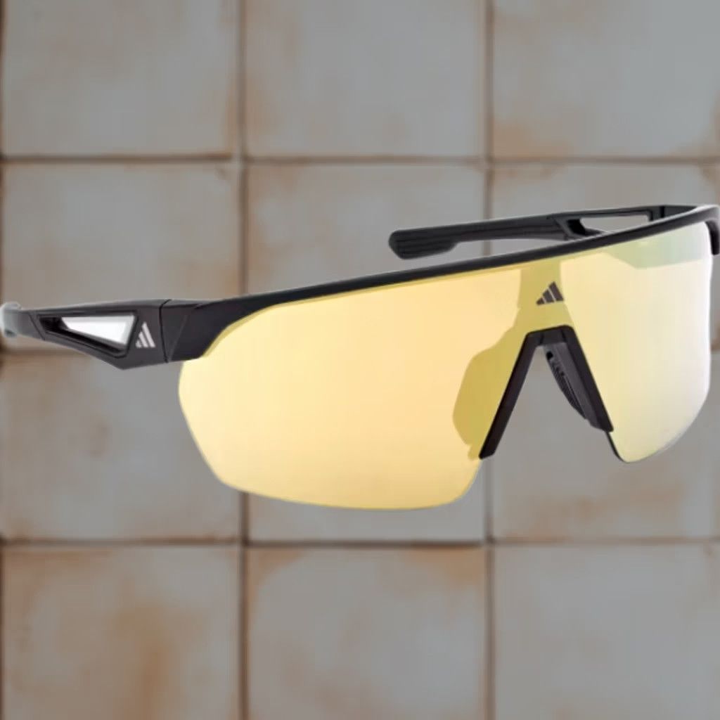 Adidas ADIDAS Sunglasses ANEMOS SPORT RUNNING Shield Black UNISEX 144 mm 120 mm JJ9836 Sports Sunglasses Mens Womens Unisex Black Gold Lens 144mm 120mm Size ONE SIZE - 1 Thumbnail