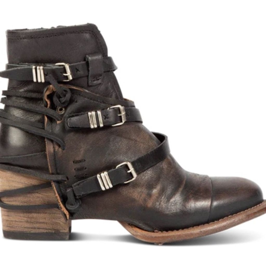 FREEBIRD Freebird Women's Black Leather Ankle Boots Size US 7 / IT 37 - 1 Thumbnail