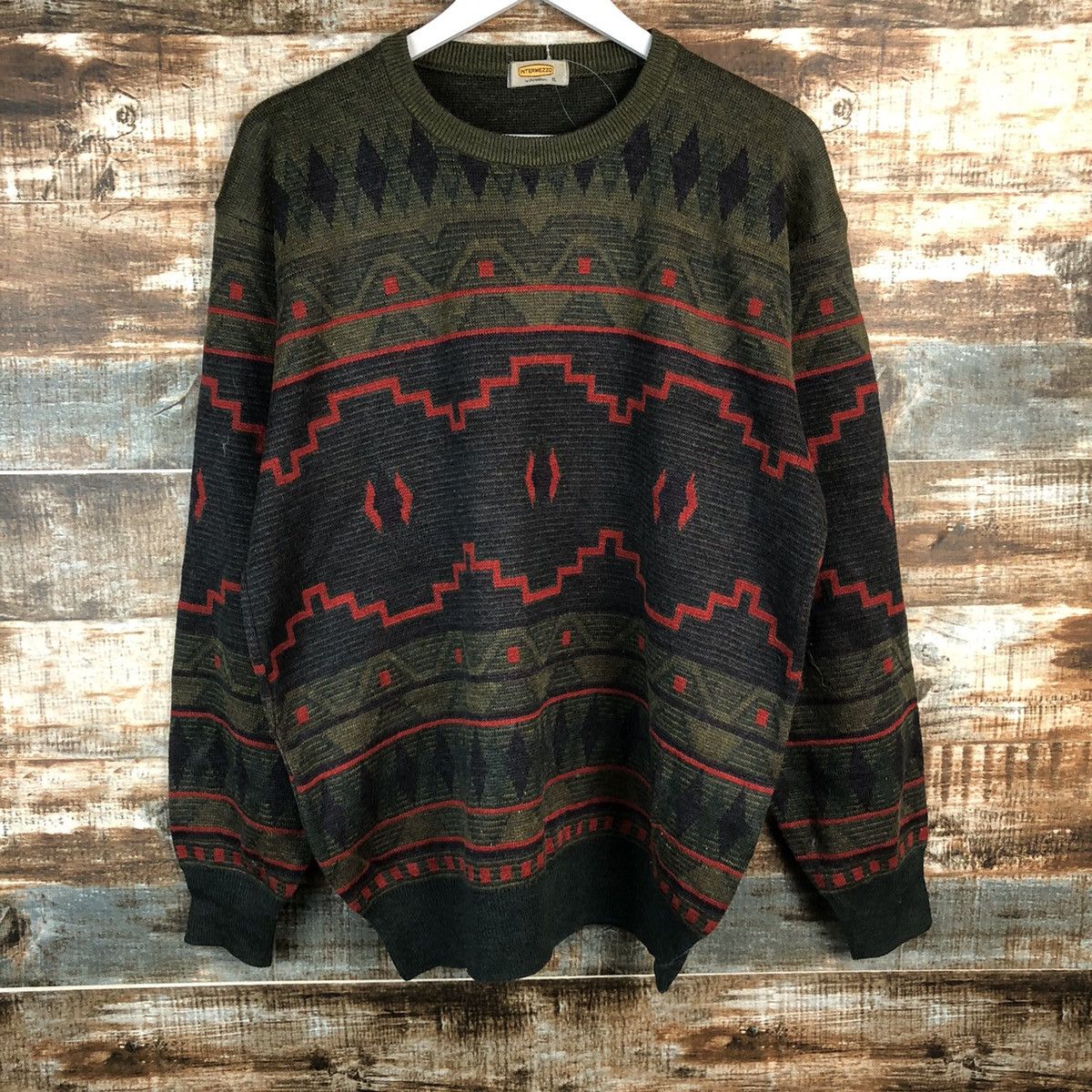 Vintage Intermezzo Green art vintage sweatshirt Knitwear #A1327 Size US L / EU 52-54 / 3 - 3 Thumbnail
