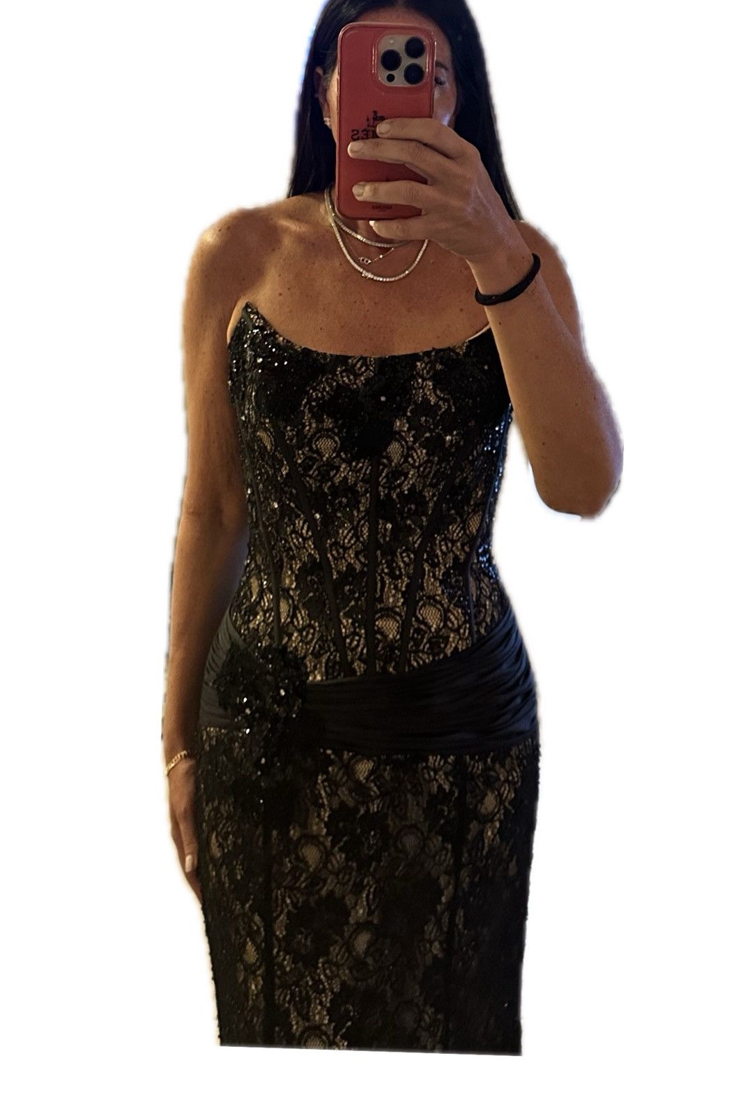 Absolutely Stunning Black Lace Boned Bustier Mermaid Gown