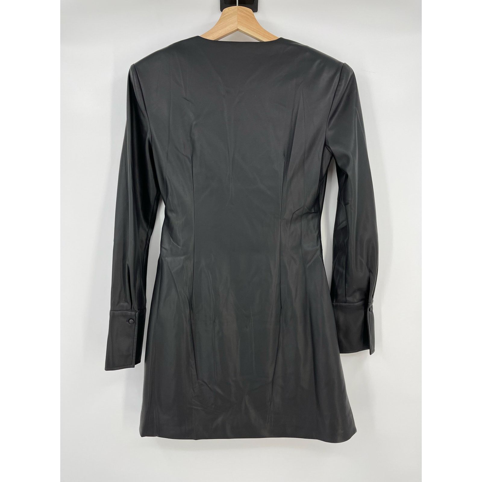 Anine Bing Anine Bing | NWT Joey Dress Black Faux Leather Wrap Dress S Size S / US 4 / IT 40 - 6 Thumbnail