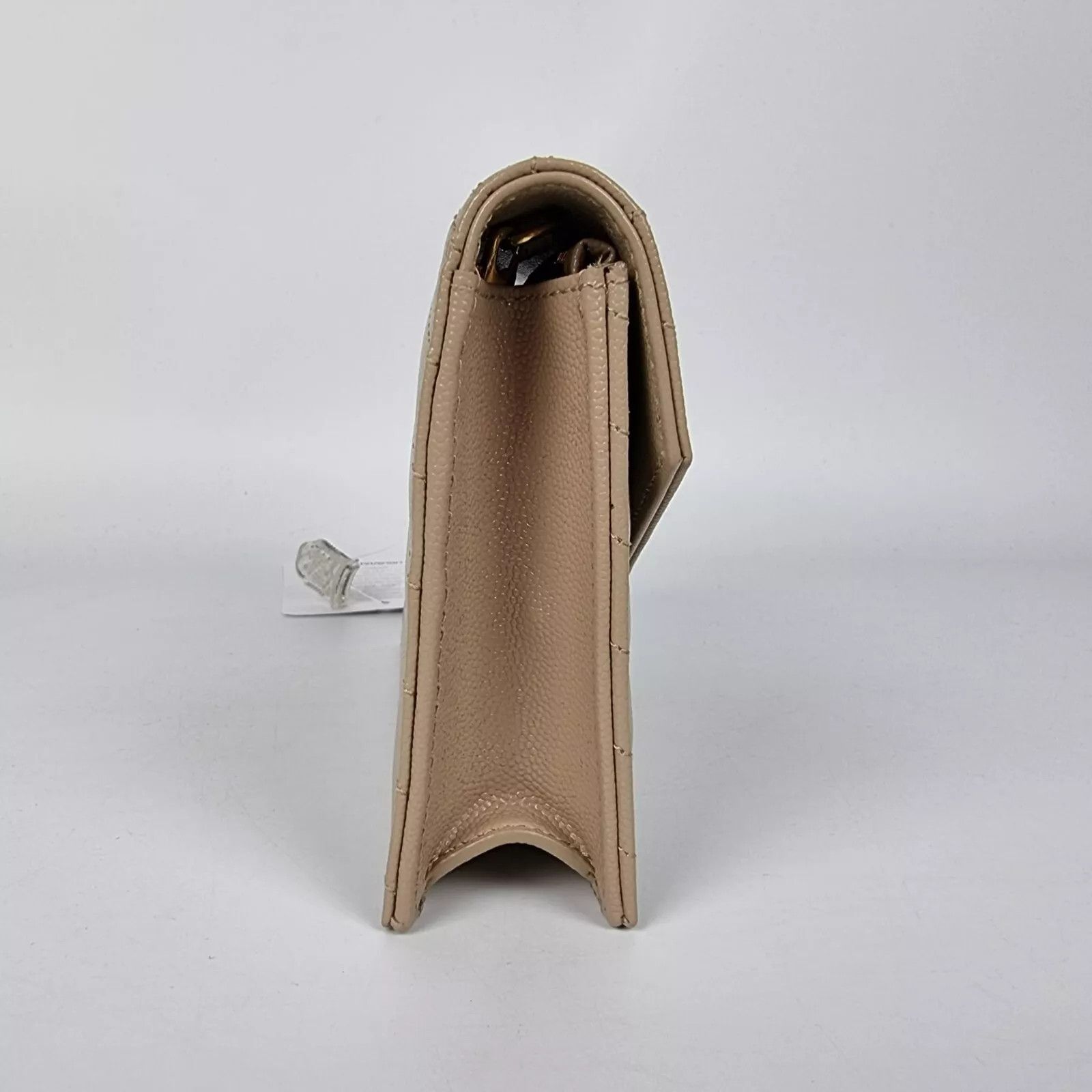 Saint Laurent Paris YSL Cassandre Envelope Dk Beige Grained Chain Wallet Size ONE SIZE - 6 Thumbnail