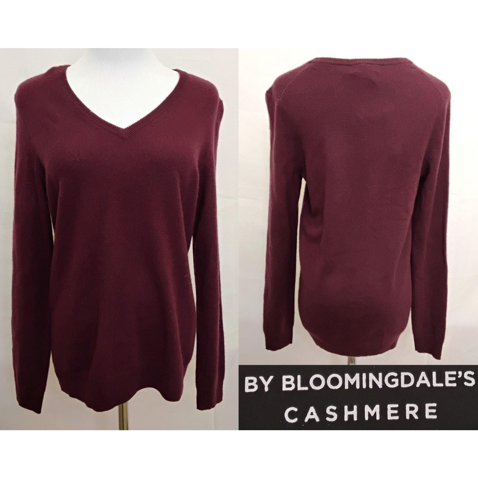Bloomingdale's C by Bloomingdale's V-Neck Sweater Women M Red Cashmere NWT Size M / US 6-8 / IT 42-44 - 1 Thumbnail
