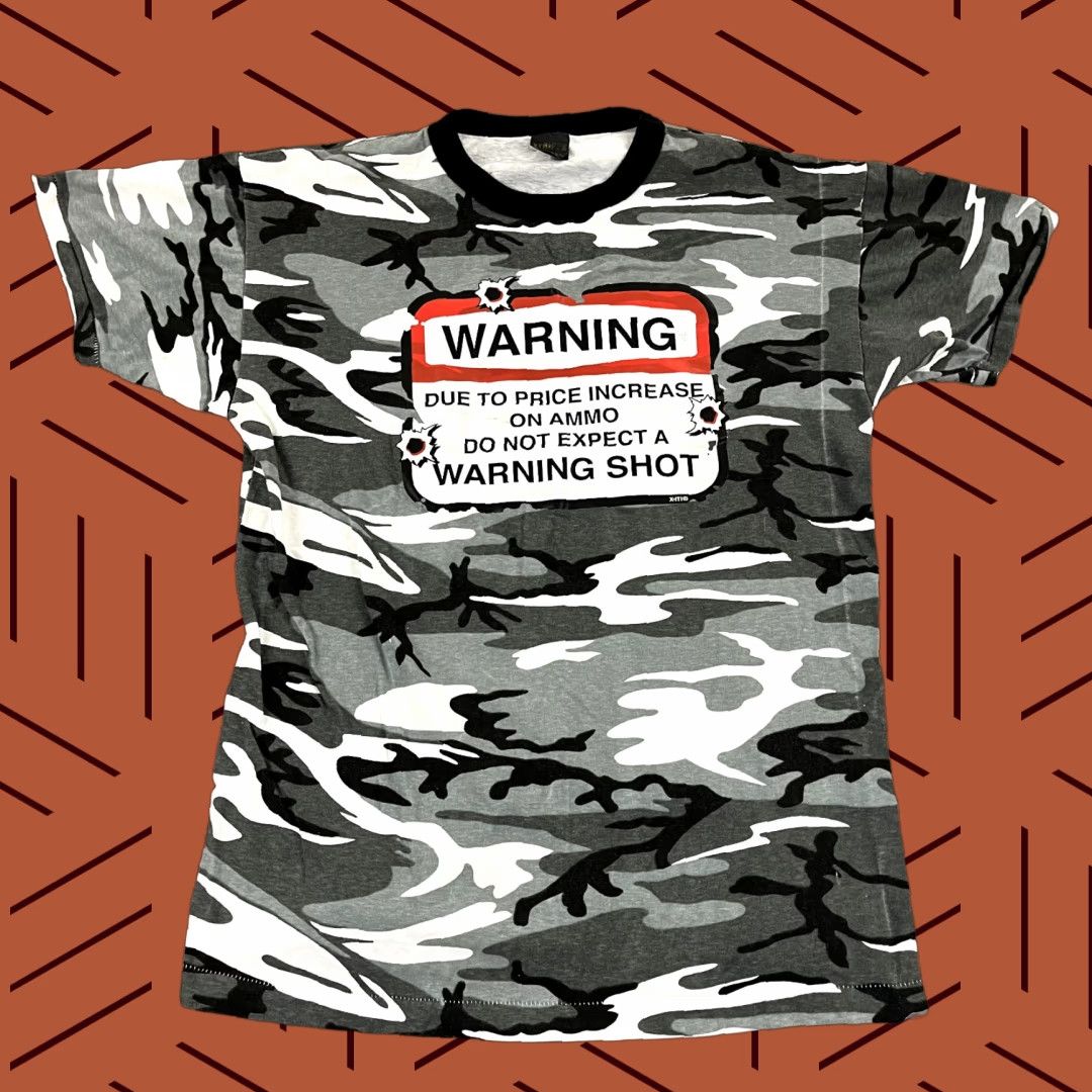 Vintage VINTAGE Gun Shirt Mens Large White Gray Camo Ammo Hunting 2nd Ammendment 90s USA Size US L / EU 52-54 / 3 - 1 Thumbnail
