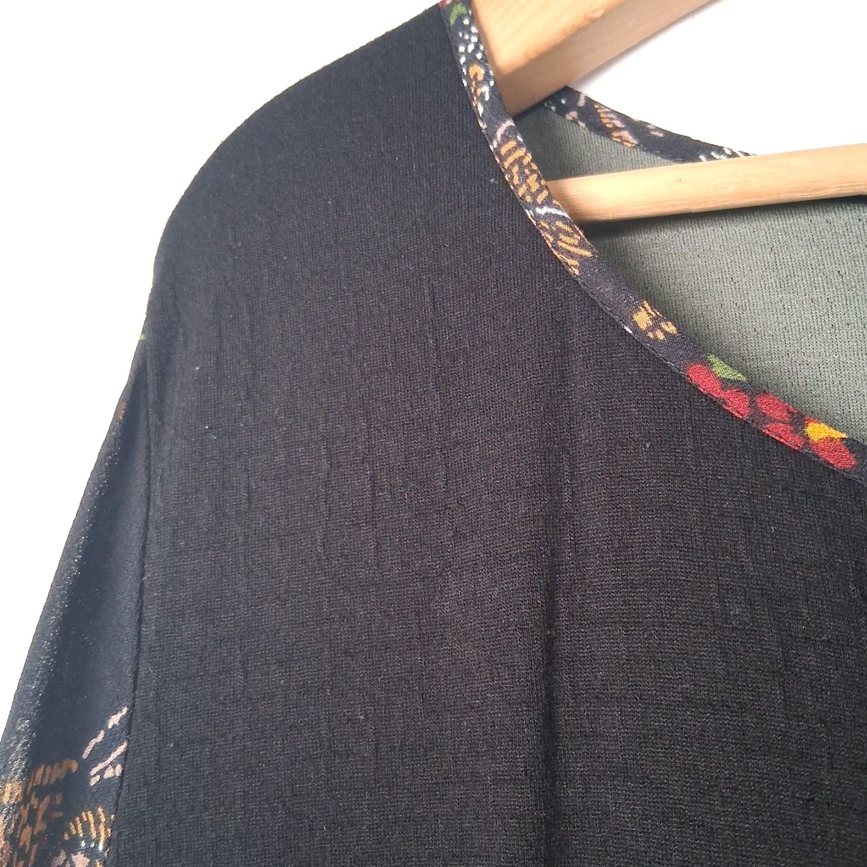 Vintage Pyramid Collection Dress XL Black Knit Sheer Floral Long Slv Whimsigoth Witchy Women Size XL / US 12-14 / IT 48-50 - 5 Thumbnail