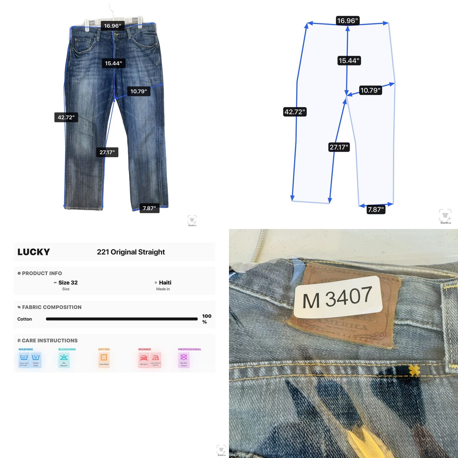 Lucky Brand Lucky Brand Jeans 221 Original Straight Jeans Mens 32x27 Blue Medium Wash Button Fly Regular Fit Logo Pockets Denim cotton 5-Pocket USA Vintage No Size US 32 / EU 48 - 10 Thumbnail