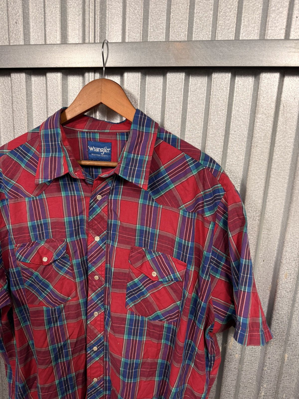 Wrangler Vintage Wrangler Pearl Snap Short Sleeve Western Butto Shirt Size US XL / EU 56 / 4 - 3 Thumbnail