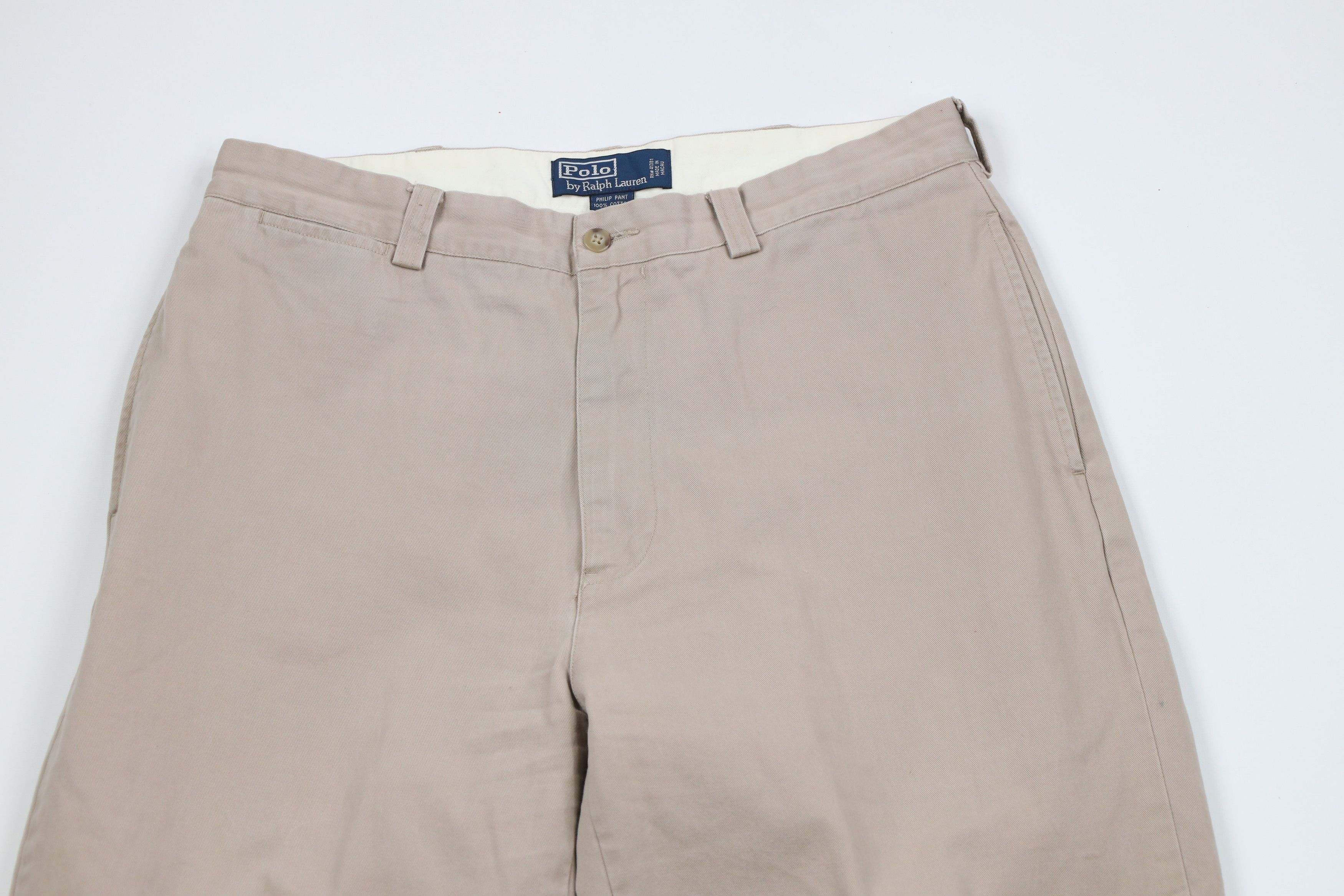 Ralph Lauren × Vintage Vintage 90s Ralph Lauren Spell Out Cotton Chino Pants Beige Size US 32 / EU 48 - 2 Thumbnail