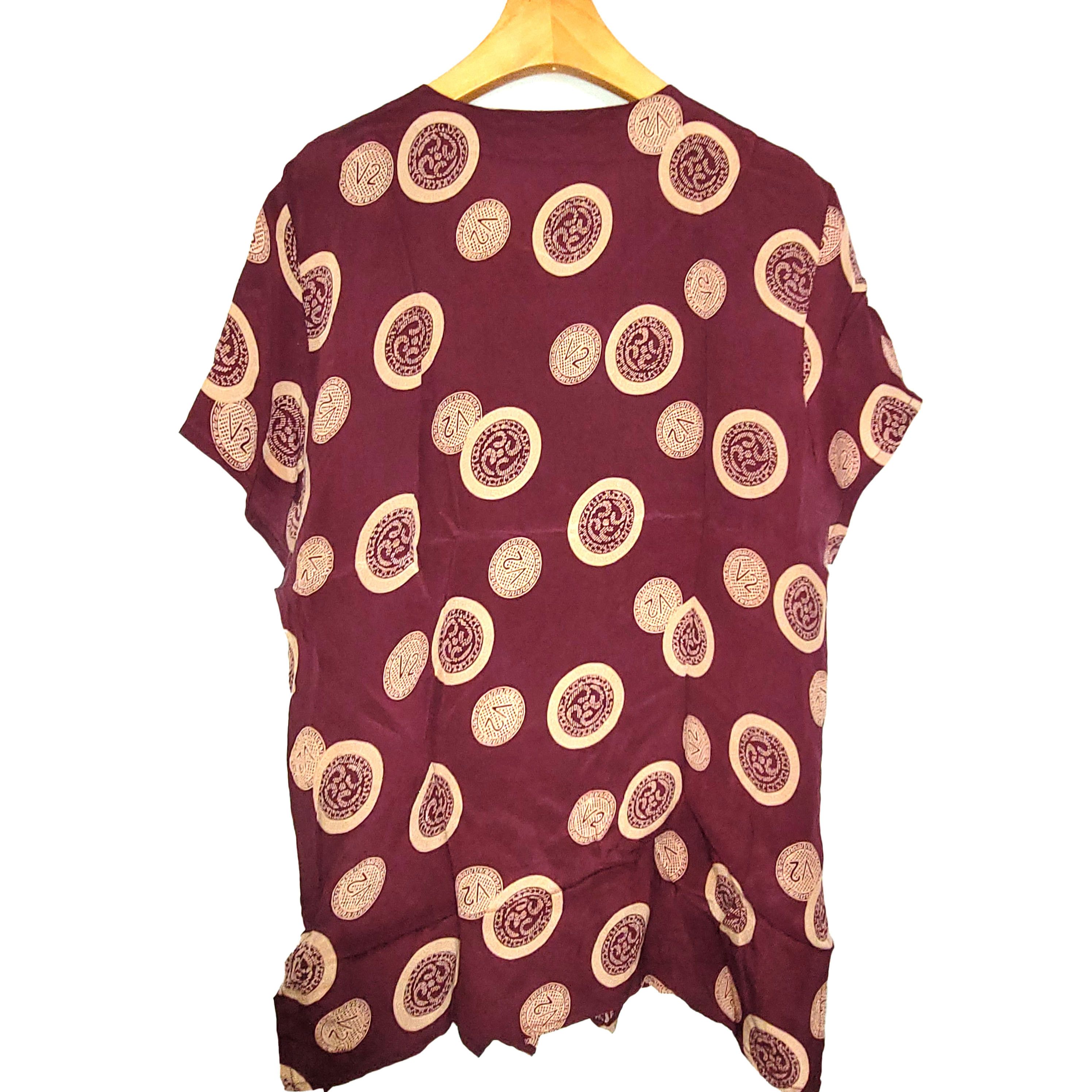 Other Women's 100% Silk Short Sleeve Top Button-Up Shirt SCE235 Size L / US 10 / IT 46 - 2 Thumbnail