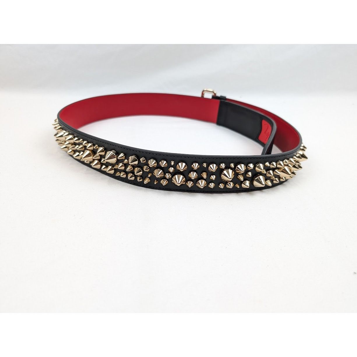 Christian Louboutin o1rshd1 Size: 100 / Calf Spikes Loubi Belt Black/Loubi/Gold Size 38 - 18 Thumbnail