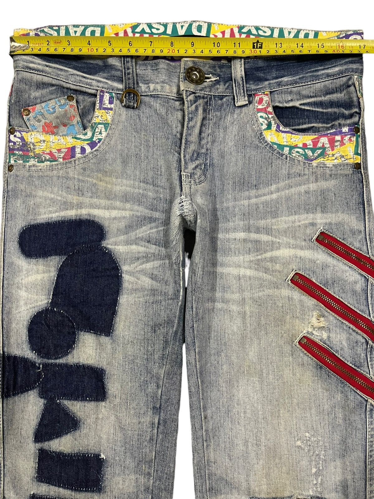 If Six Was Nine Vintage Japanese Brand Blue Wash Distress Flare Jeans Size US 33 - 10 Thumbnail