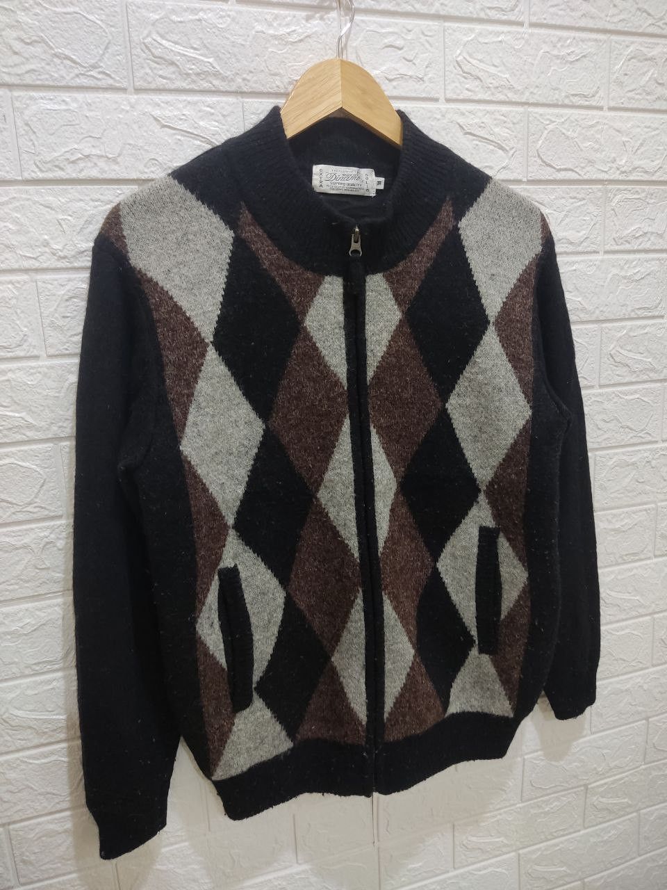 Japanese Brand DINAMO Classic Argyle Diamond Sweater Size US M / EU 48-50 / 2 - 4 Thumbnail