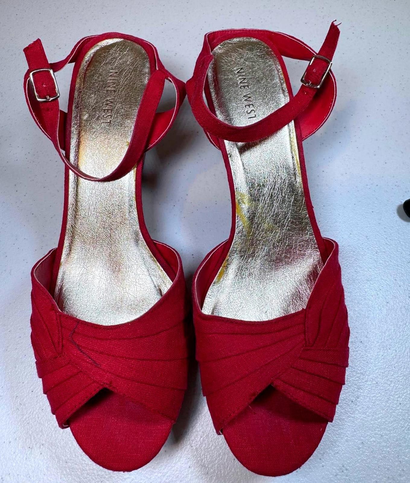 Nine West Nine West Women's Wedge Sandals - Stylish Red Design Size US 10.5 / IT 40.5 - 1 Thumbnail