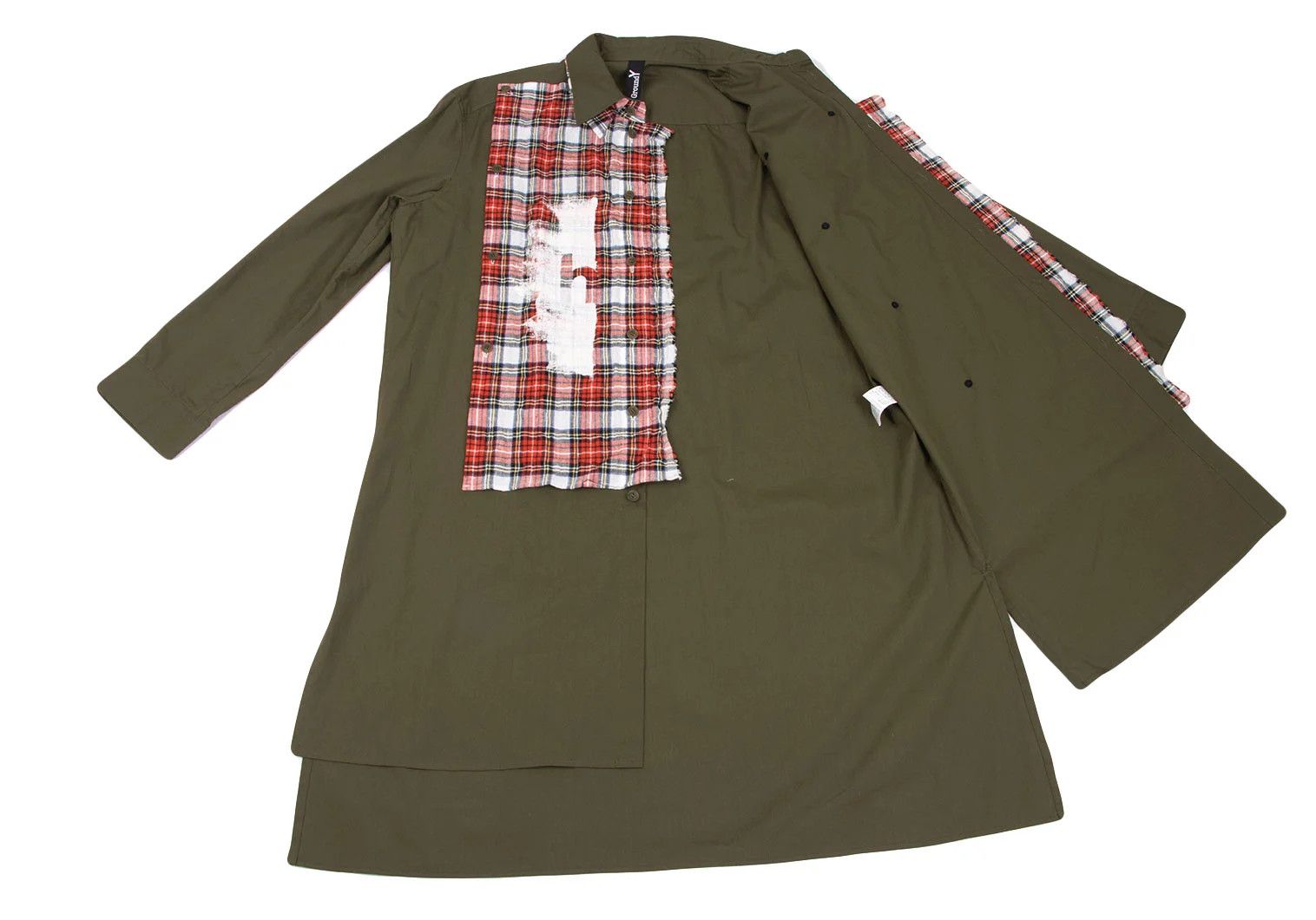 Yohji Yamamoto Tartan Check Pigment Print Detachable Long Shirt Khaki Size US M / EU 48-50 / 2 - 13 Thumbnail