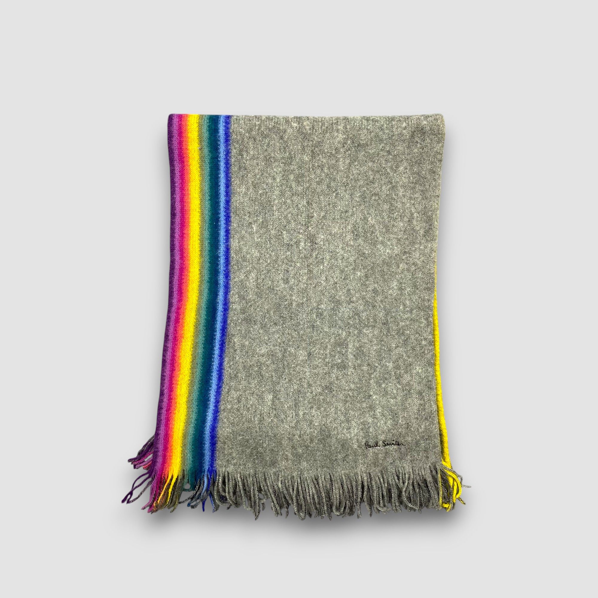 Paul Smith Vintage Paul Smith Scarf Fringe Ribbed Knit Wool Scarves Size ONE SIZE - 2 Thumbnail
