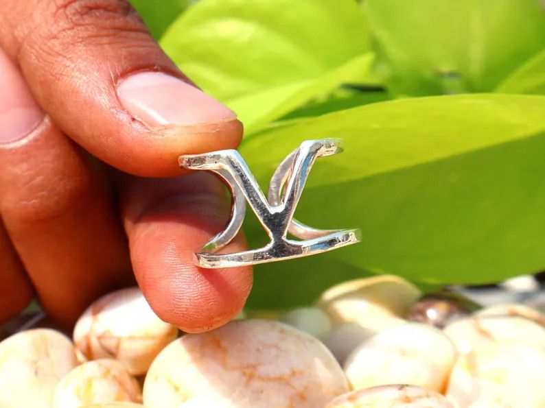 Handmade Band Ring, 925 Silver Adjustable Ring, Handmade V Shape Ring Size ONE SIZE - 5 Thumbnail