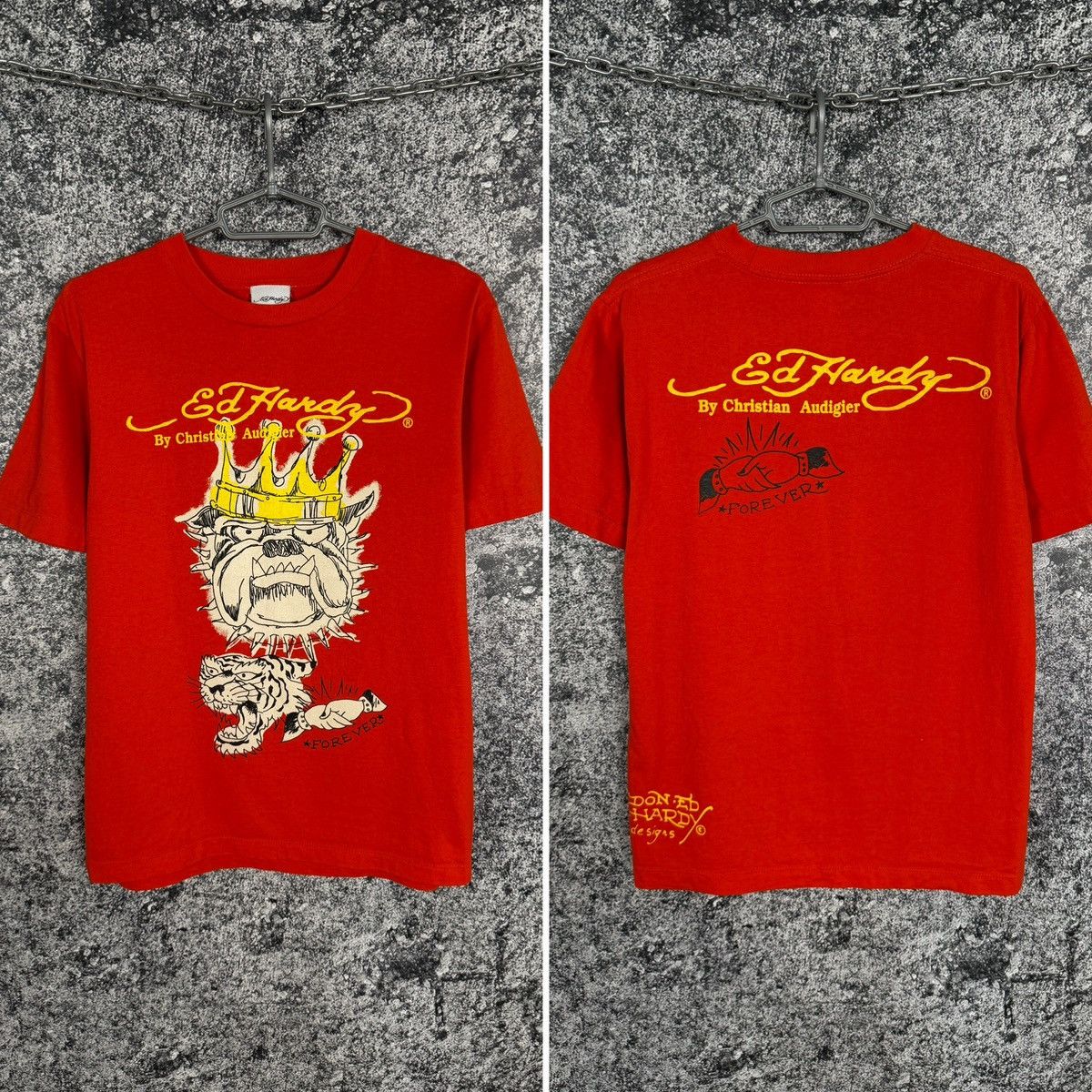 Ed Hardy Ed Hardy By Christian Audigier Bulldog Tiger Crown Tee Sz L Size US L / EU 52-54 / 3 - 1 Thumbnail