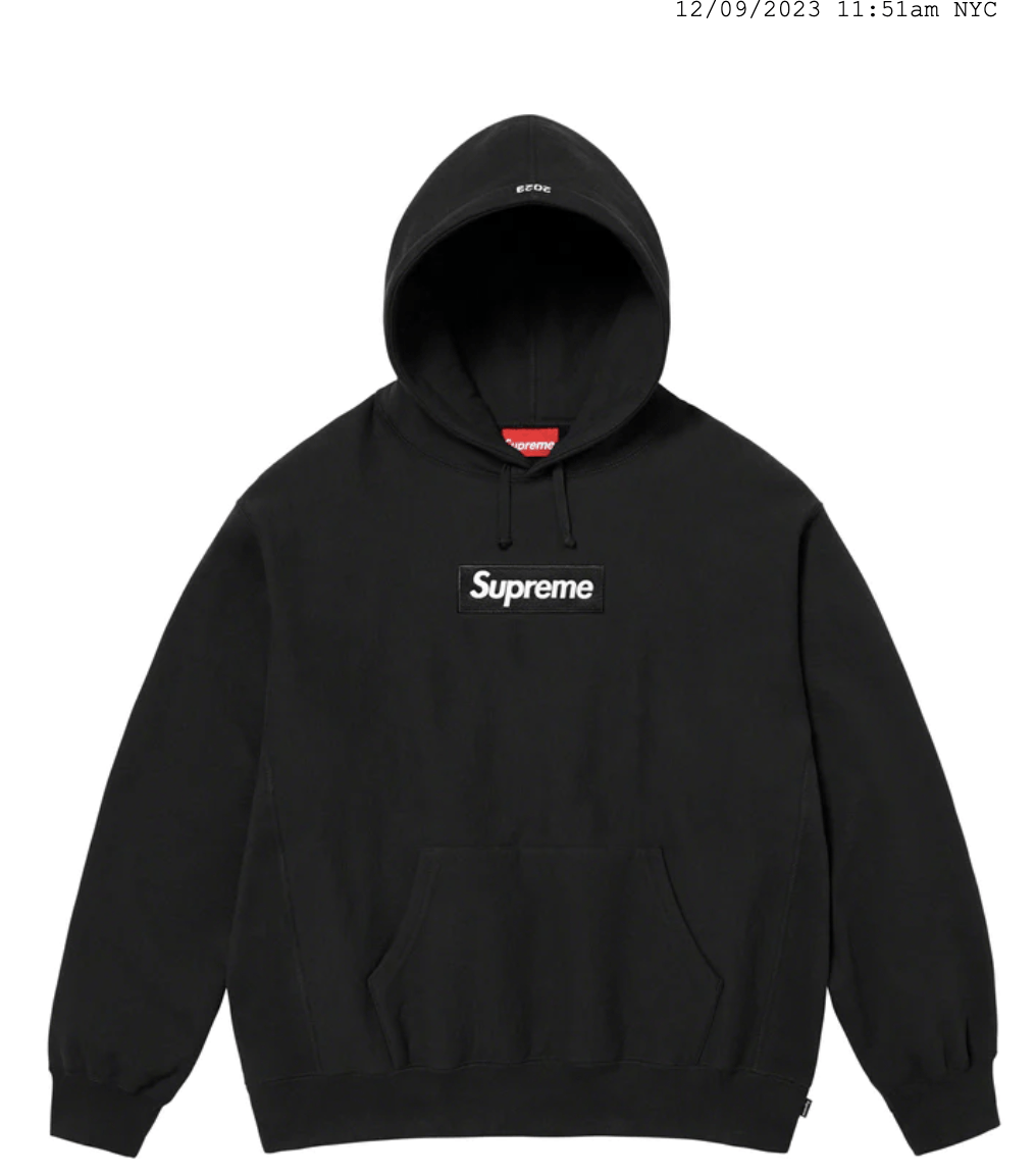 image of Supreme Box Logo Hooded Sweatshirt - Black F/w23, Men's (Size 2XL)