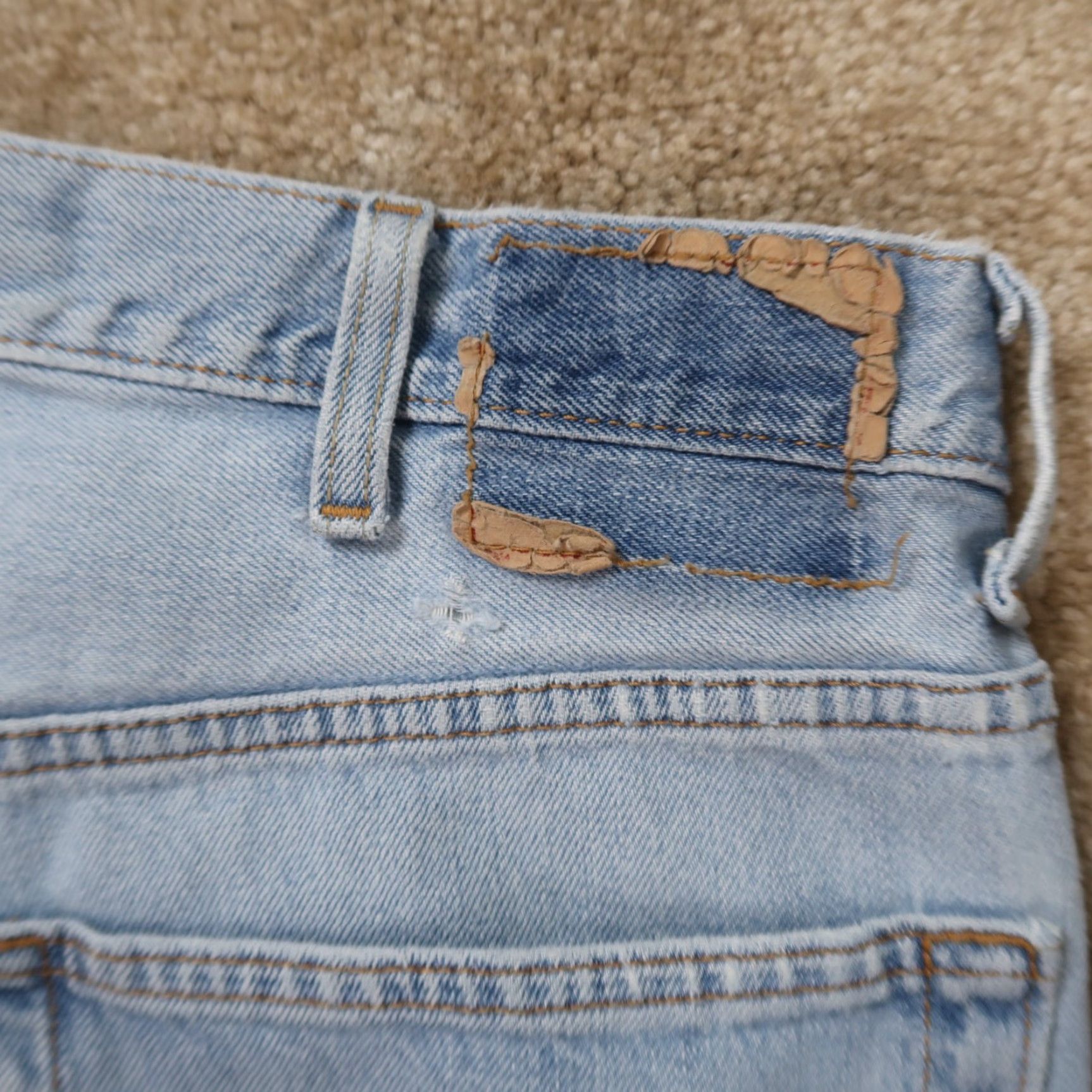Levi's Levi's 505 Regular Fit Straight Leg Jeans Men's 38x32 Blue Distressed Denim Size US 38 / EU 54 - 6 Thumbnail