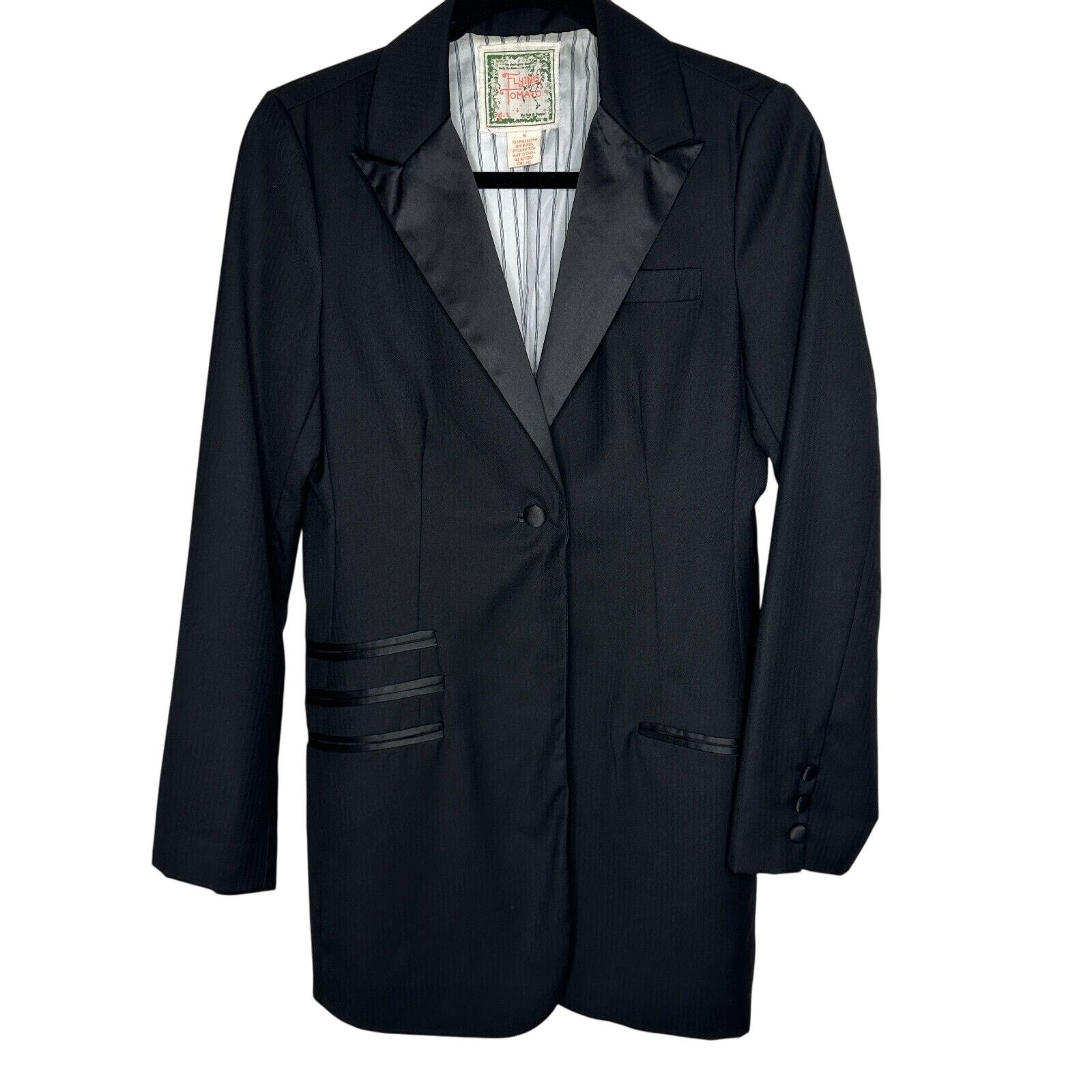 Other Flying Tomato Black Long Tuxedo Blazer Satin Trim M Size M / US 6-8 / IT 42-44 - 1 Thumbnail