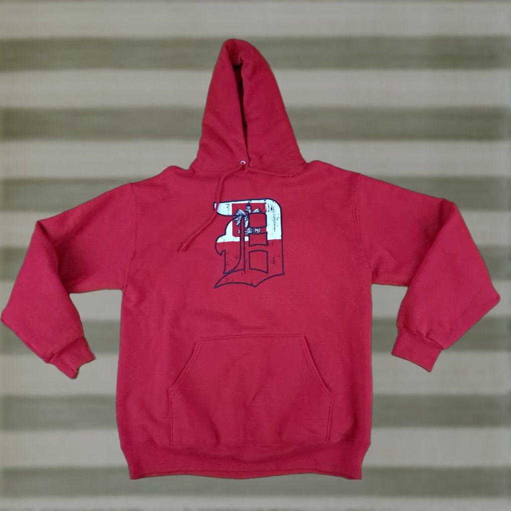 Jerzees VINTAGE Polska in Detroit Pullover Hoodie Sweatshirt L Red Jerzees Super Sweats Unisex Adults Mens Womens Size US L / EU 52-54 / 3 - 1 Thumbnail