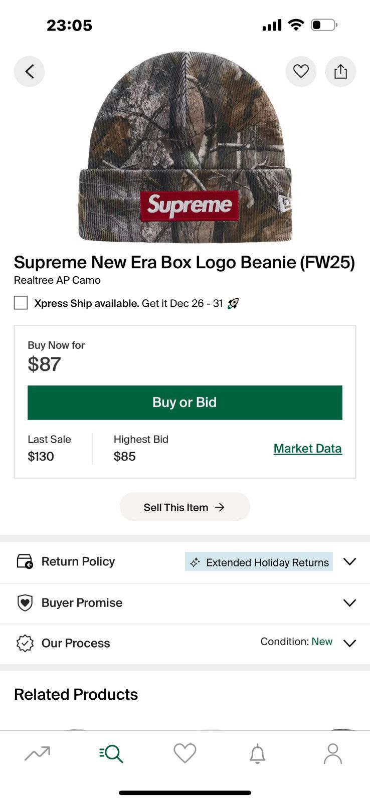 A.P.C. × Supreme Supreme FW25 Realtree APC Bogo Beanie OS Size ONE SIZE - 2 Thumbnail