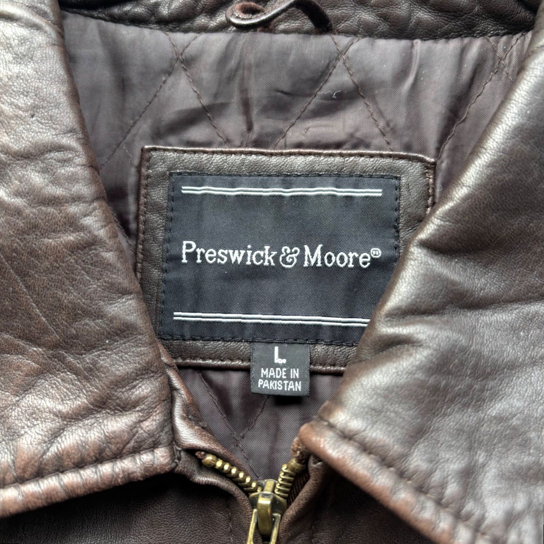 Vintage Preswick & Moore Mens Brown Leather Vest Large Full Zip Quilted Lined Vest Size US L / EU 52-54 / 3 - 7 Thumbnail
