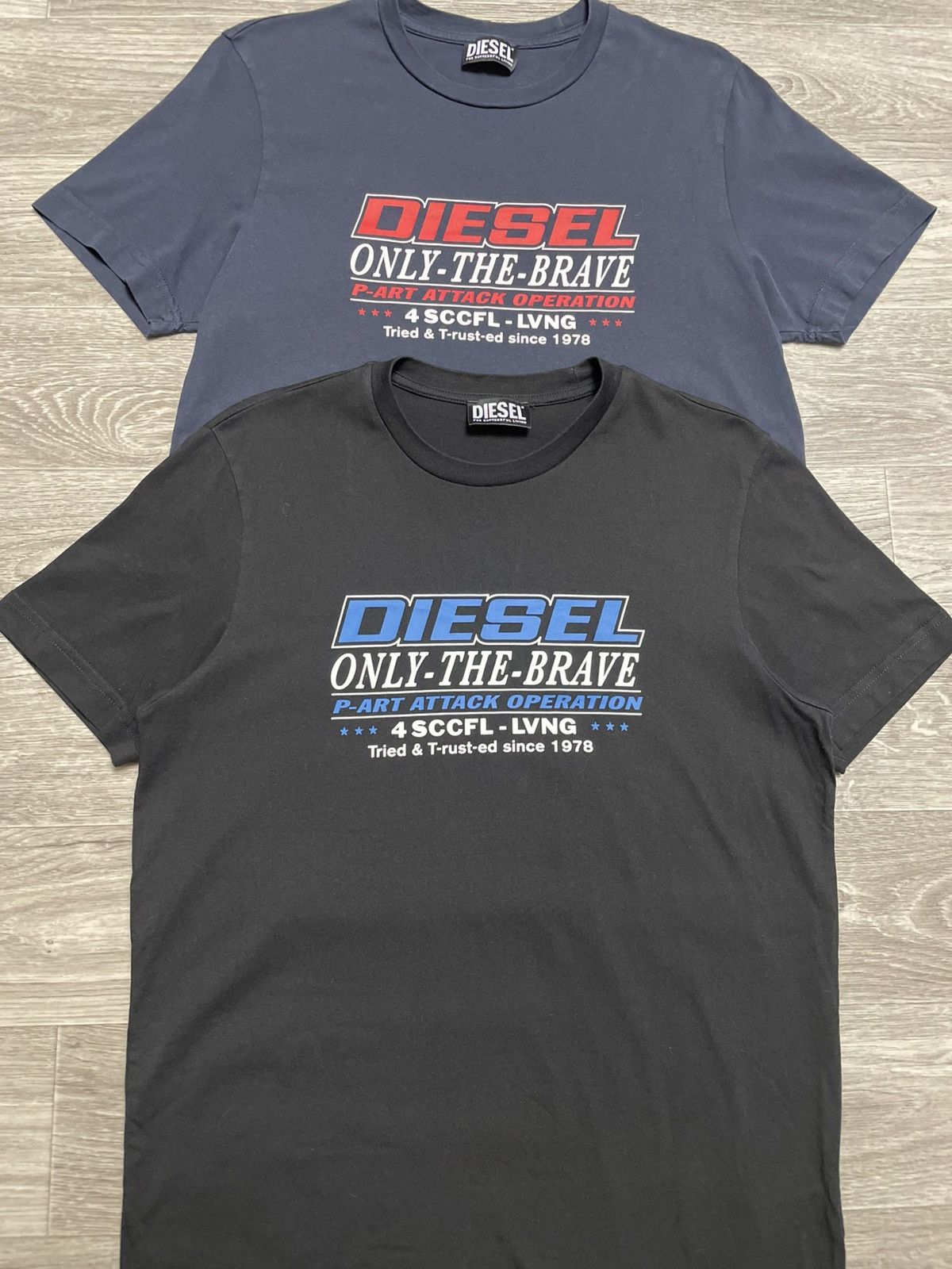 Diesel x2 Diesel Only The Brave Blue And Black T-Shirts Size US M / EU 48-50 / 2 - 3 Thumbnail