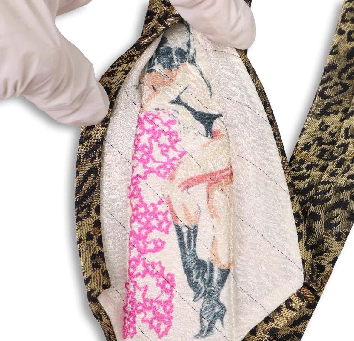 Roen Roen Art-Level Silk Leopard Print Tie K11 Size ONE SIZE - 6 Thumbnail