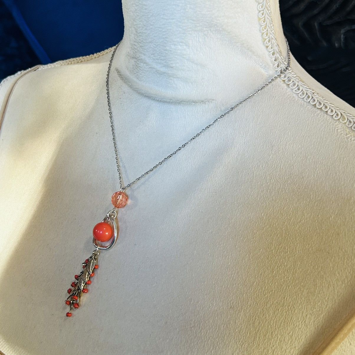 Handmade Handcrafted repurpose bead fringe pendant on chain necklace Size ONE SIZE - 3 Thumbnail